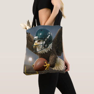 Bolsa Tote Águia com uma Bola de Futebol em um Estádio Esport