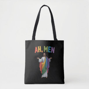 Bolsa Tote Ah Homens Engraçado LGBT Orgulho Gay Jesus Bandeir