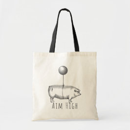 Bolsa Tote Aim High Cute Pig and Balloon Inspirational