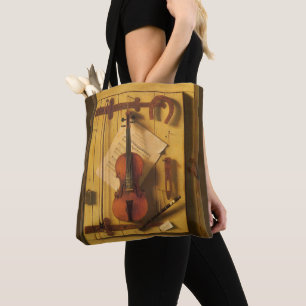 Bolsa Tote Ainda é Violino e Música de William Harnett