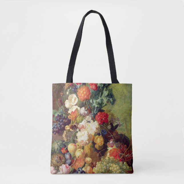 Bolsa Tote Ainda vida com flores e fruta (Frente)