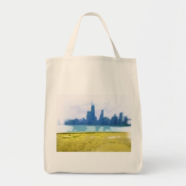 Bolsa Tote Air Brushing Chicago Skyline Art (Frente)