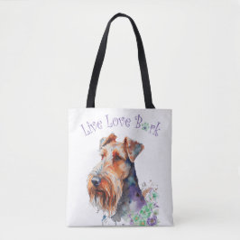 Bolsa Tote Airedale Dog Mãe Floral