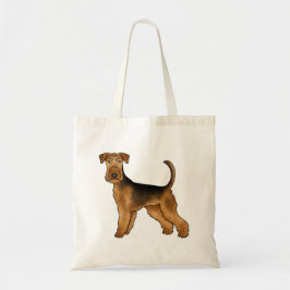 Bolsa Tote Airedale Terrier Cachorro de Desenho Animado Fofo