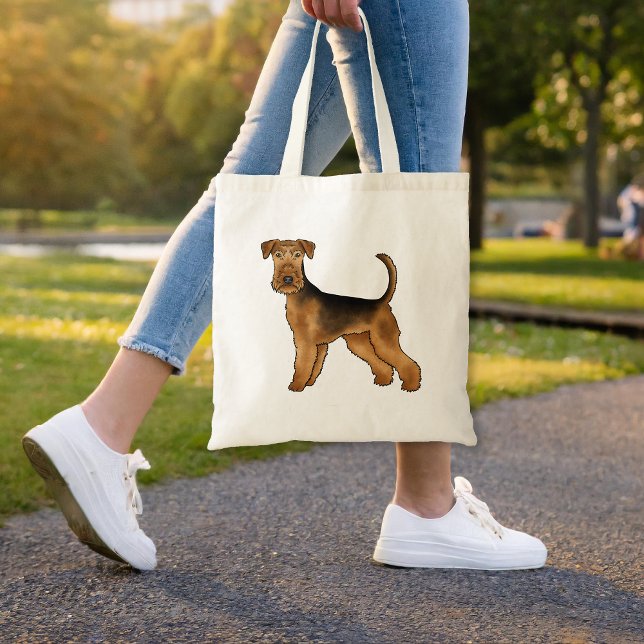 Bolsa Tote Airedale Terrier Cute Cartoon Dog Bingley Terrier (Please note: This image is a digital mockup. The product may not be in scale.)