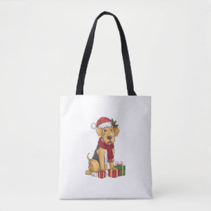 Bolsa Tote Airedale Terrier Dog Christmas Outfits Santa Hat D