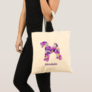 Bolsa Tote Airedale Terrier Dog Purple Silhoule 2 Sided