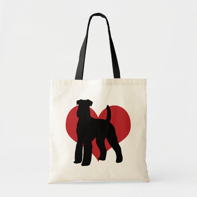Bolsa Tote Airedale Terrier Silhouette Heart (Frente)