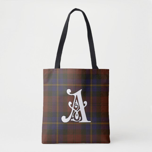 Bolsa Tote Aitken Clan Tartan Monograma (Frente)