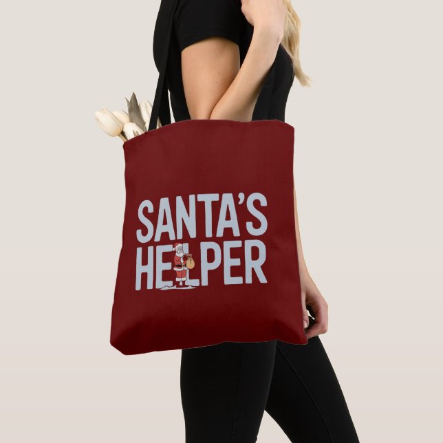 Bolsa Tote Ajuda do Papai Noel Natal (Close Up)