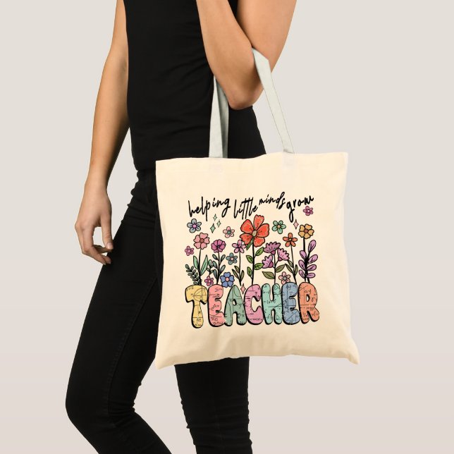 Bolsa Tote "Ajudando Pequenas Mentes a Crescer" Professor (Frente (produto))