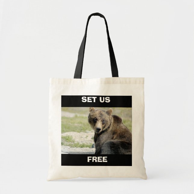 Bolsa Tote Ajuste-nos livres, salvar os ursos (Frente)