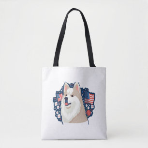 Bolsa Tote Akita cão com tema do dia da independência