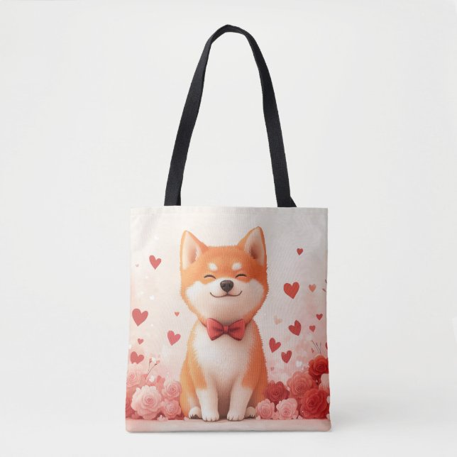 Bolsa Tote Akita com Rosas - Dia de os namorados (Frente)