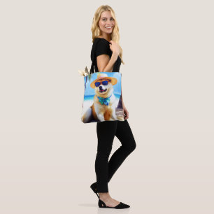 Bolsa Tote Akita na Praia, presente de verão para amantes de