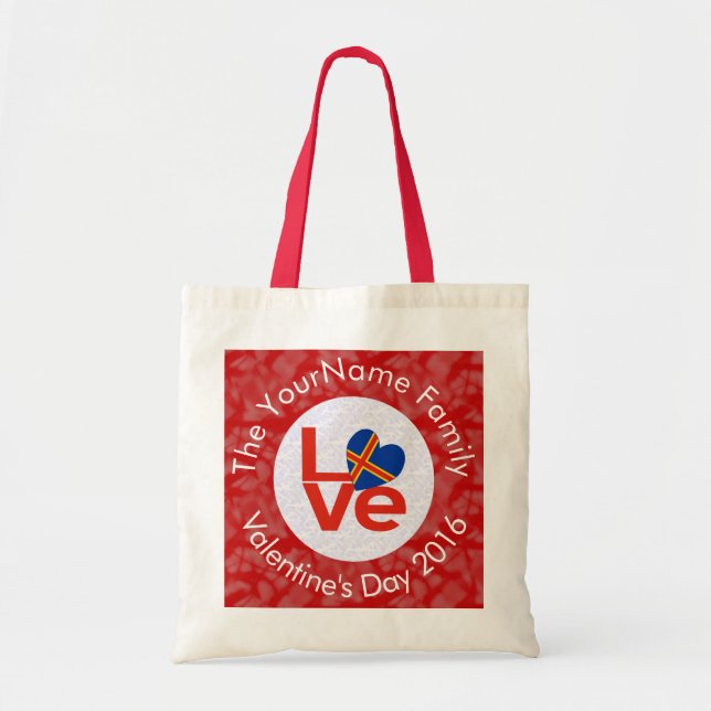 Bolsa Tote Åland Islands Red Letter LOVE Flag Personalizado (Frente)