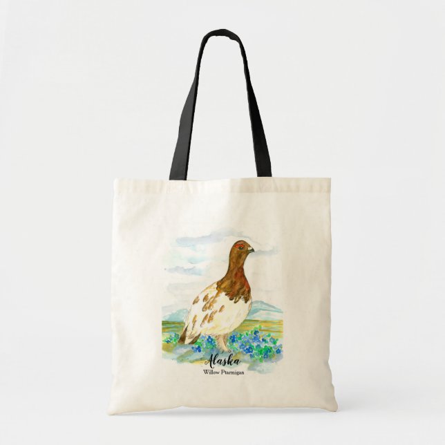 Bolsa Tote Alaska Willow Ptarmigan Tundra Bird Art (Frente)