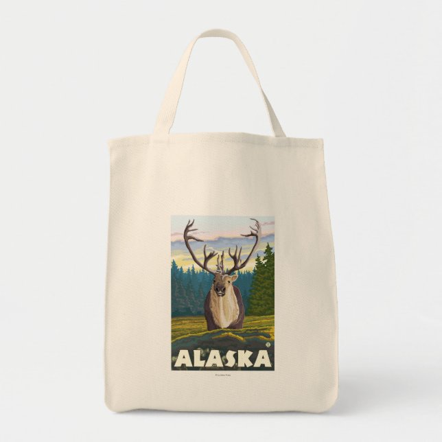 Bolsa Tote AlaskaCariou na Viagens vintage Selvagem (Frente)