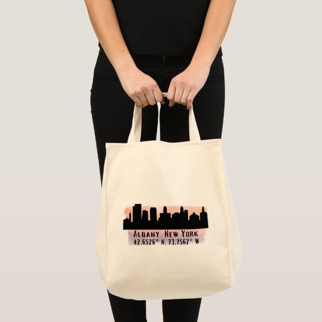 Bolsa Tote Albany NY City Skyline (Frente (produto))
