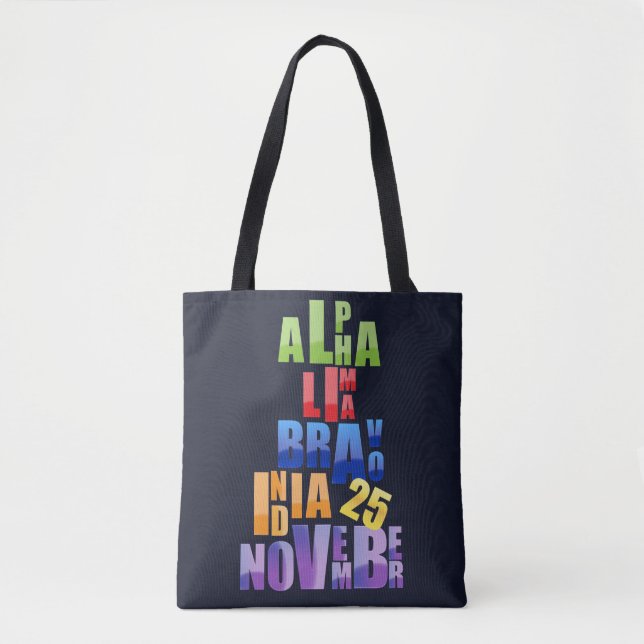 Bolsa Tote Albin 25 Alfabeto Fonético (Frente)