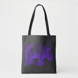 Bolsa Tote Albrecht Durer Renaissance Rhinocerontes em Roxo