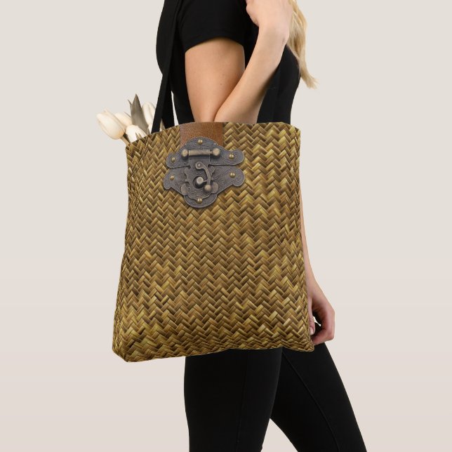 Bolsa Tote Alça de vime e latão antigo (Close Up)