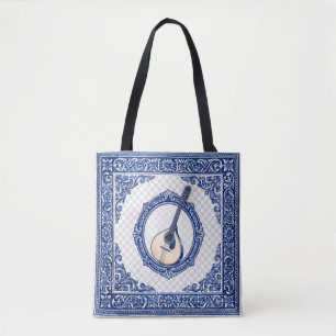 Bolsa Tote Alça para Guitarra com Motivo Azulejo e Inicial