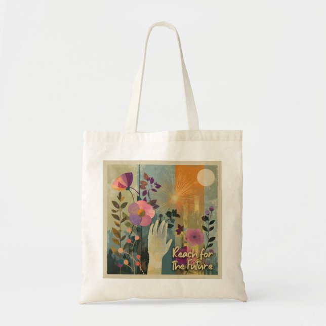 Bolsa Tote Alcance para o futuro - Saco de Tota Solarpunk (Frente)