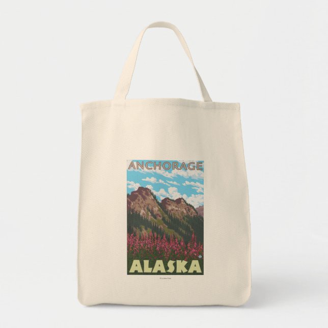 Bolsa Tote Alças e algas pirosas - Anchorage, Alasca (Frente)