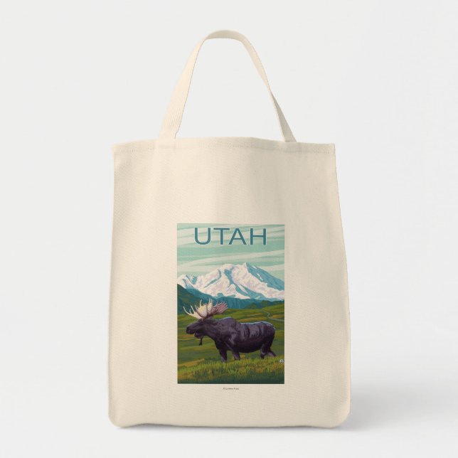 Bolsa Tote Alce com MountainUtah (Frente)