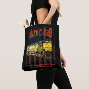 Bolsa Tote Alco C-628 Locomotiva Diesel e bandeira americana