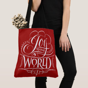 Bolsa Tote Alegria ao vermelho da caligrafia do Natal do