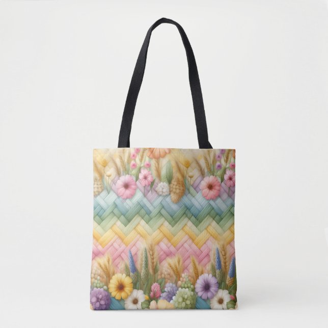 Bolsa Tote Alegria da Páscoa de Primavera (padrão grande) (Frente)