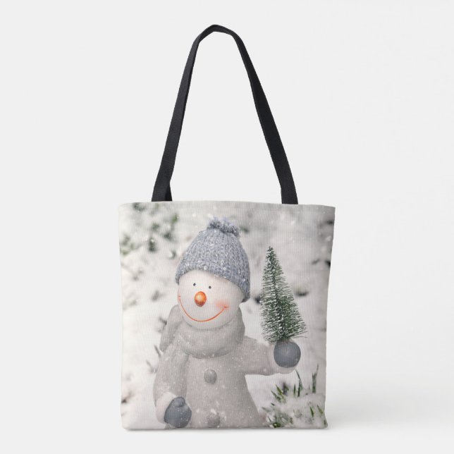 Bolsa Tote Alegria de Natal com Snowman Sorridente (Verso)