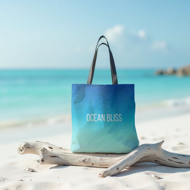 Bolsa Tote Alegria do Oceano - Gradiente Azul Moderno (Ocean Bliss Gradient Tote. Blue and seafoam calm for your everyday style.)