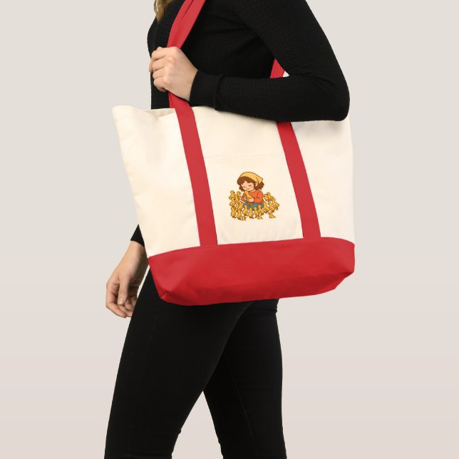 Bolsa Tote Alegria Pura com Patinhos 🐥💛" (Frente (produto))