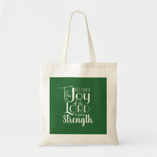 Bolsa Tote Alegria Verde do Senhor Versículo Bíblico Cristão