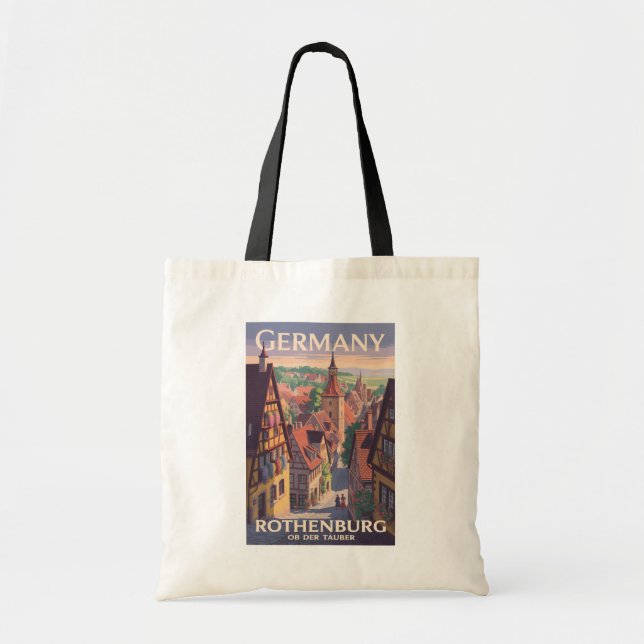 Bolsa Tote Alemanha Rothenburg ob der Tauber Ilustração Arte (Frente)