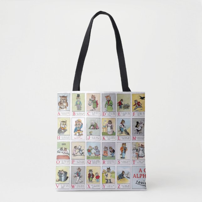 Bolsa Tote Alfabeta de Gato, Louis Wain (Frente)