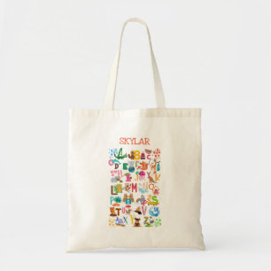 Bolsa Tote Alfabeto Animal Watercolor Personalizado Adorável