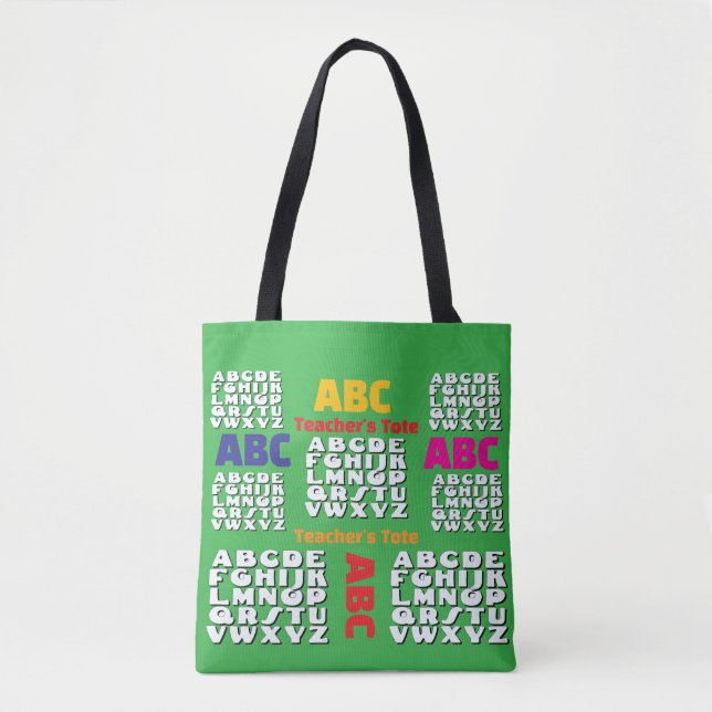 Bolsa Tote Alfabeto Arco-íris Verde (Frente)