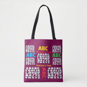 Bolsa Tote Alfabeto de Ameixa do Professor