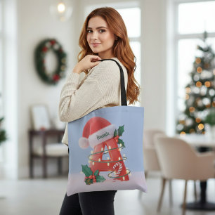 Bolsa Tote Alfabeto de Natal Personalizado 'A'
