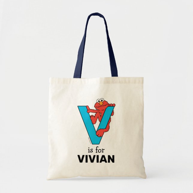 Bolsa Tote Alfabeto do Elmo | V Azul (Frente)