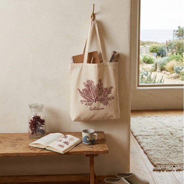 Bolsa Tote Alga Gelidium desenhada à mão (Criador carregado)
