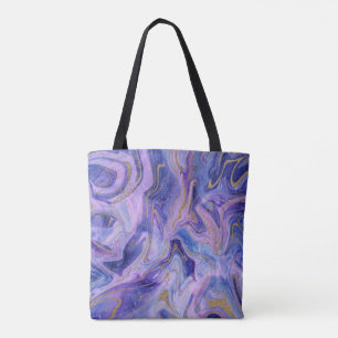 Bolsa Tote Algodão Doce Etéreo Mármore Fantasia Aquarela