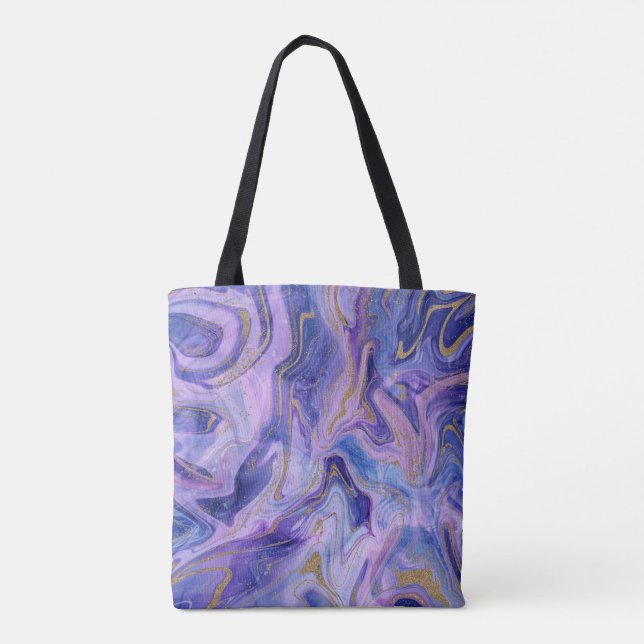 Bolsa Tote Algodão Doce Etéreo Mármore Fantasia Aquarela (Verso)