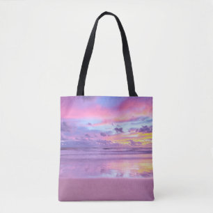Bolsa Tote Algodão doce nascente: vista de praia.
