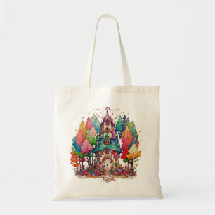 Bolsa Tote "Algodão Encantado: Um Retreto Arco-Íris"