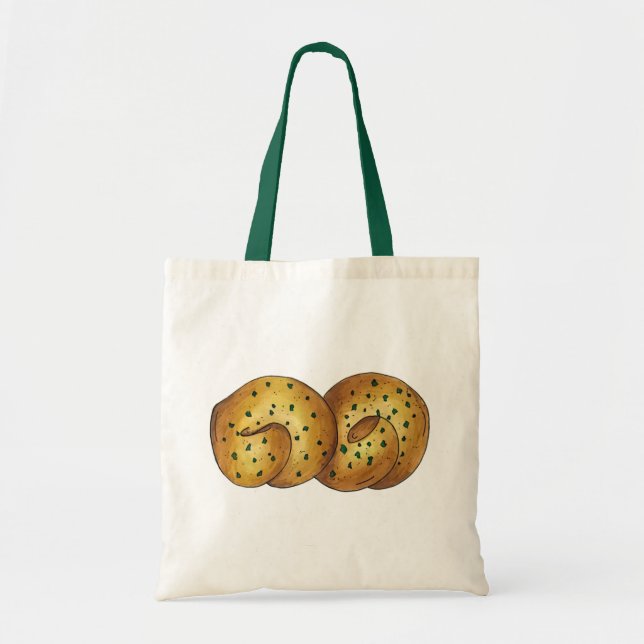 Bolsa Tote Alho Nó Pão Pão Rolo Comida Italiano Chef (Frente)